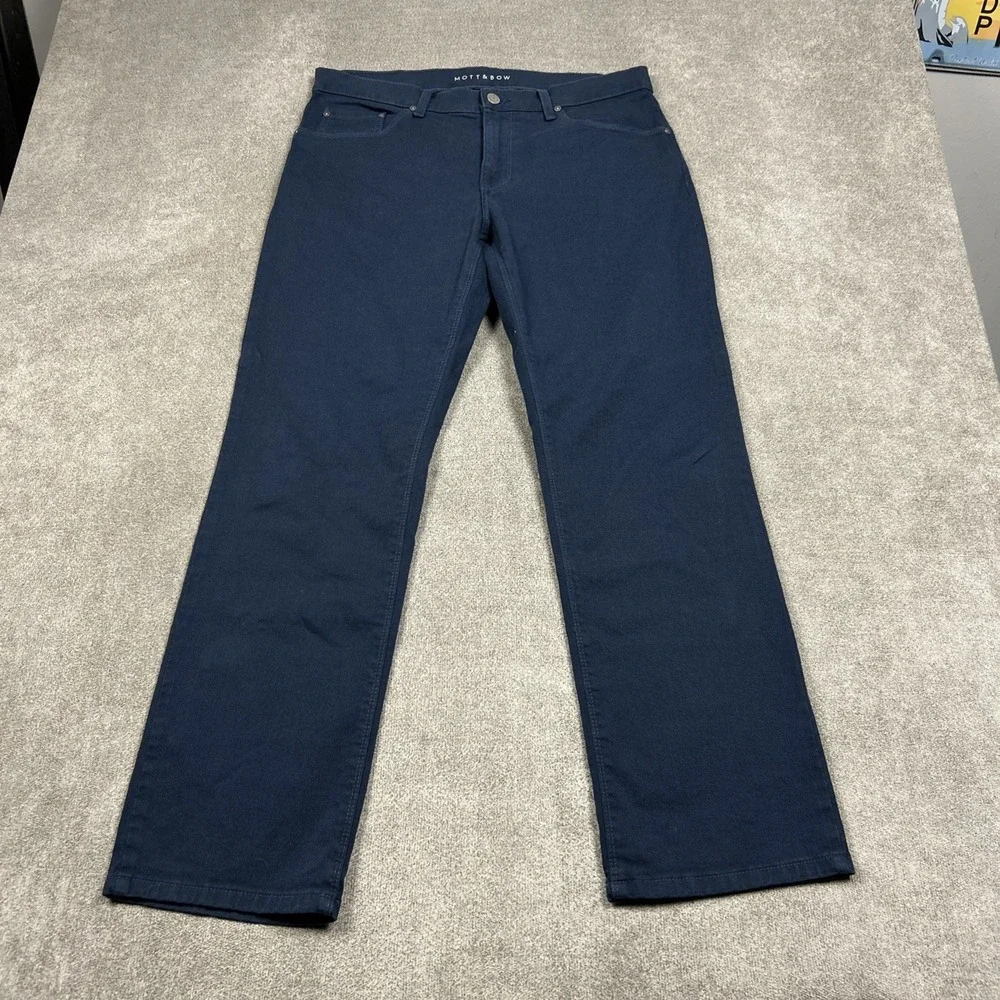 Mott & Bow Mercer Jeans Mens 33x30 Navy Straight Stretch Denim 5 Pocket Pants